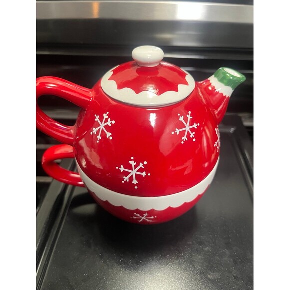 Gooseberry Patch Christmas Santa Teapot and Cup - Picture 8 of 9